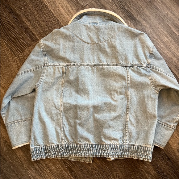 Free People Sherpa Trim Denim Chore Jacket - Picture 5 of 5